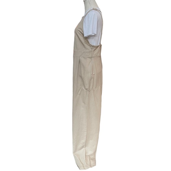 Zara Open Back Tie Full Body Long Jumpsuit in Light Tan Size: L - Picture 3 of 11